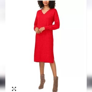 Vince Camuto NWT Vibrant Red Long Sleeve Dress S
